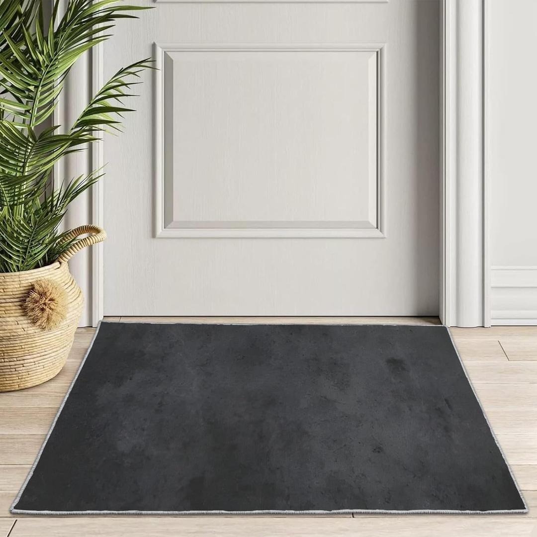 Abstract Marble Rug 2x3 Dark Gray Entryway Rug Non-Slip Washable Small Rugs, Super Soft Modern Low-Pile Front Door Mat, Indoor Floor Carpet for Entrance Kitchen Bathroom Bedroom Decor