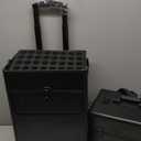 4 in 1 Rolling Makeup Case on Wheels with Drawer and Professional Cosmetic Organizers for Salon Barber - Bright Black