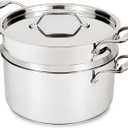 All-Clad Stockpot 8 qt Stainless Steel Multipot With Insert & Lid, Stainless Steel Pot, Induction, Oven Broiler Safe 600F Skillet, Professional Cookware, Silver