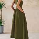PRETTYGARDEN Maxi Dresses for Women 2026 Summer Casual Sleeveless Patchwork Flowy Vacation Sundress Knit Long Work Tank Dress (Army Green, Small)
