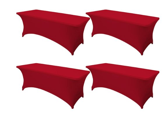 4 Pack Red Fitted Tablecloth Rectangular for Tables Trade Show-Open Back Tablecloth Washable and Wrinkle Resistant Fabric Table Cloth for Weddings, Parties, Buffet, Trade Fairs, 70x60 Inch