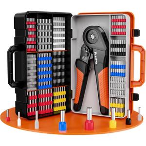 Preciva Ferrule Crimping Tool Kit with 1300PCS Wire Connectors, Hexagonal Crimping Pliers for AWG 28-5 Crimper Adjustable Ratcheting Wire Crimping Tool