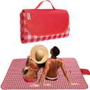 K Y KANGYUN Outdoor Picnic Blankets, Extra Large Beach Blanket, Foldable Lightweight Waterproof Sand Mat, Picnic Blanket 80" x 60" for Beach Camping Hiking Park Patio (Red, 80x60 inch)