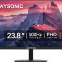 24" FHD Office Monitor - 100Hz Refresh Rate & 1ms Response for Ultra-Smooth AMD FreeSync, Frameless, Built-in Speakers, Eye Care (Black)