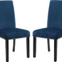 Cobre Contemporary Velvet Dining Chair with Nailhead Trim, Set of 2, Blue, 
22.6"D x 19"W x 38.3"H
 