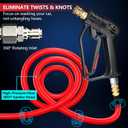 Short Pressure Washer Gun with Swivel, 4000 PSI Power Washer Gun, M22 14mm/15mm & 3/8" QC Inlet, 1/4" Quick Connect for Foam Cannon, Car Wash, Patio & Driveway