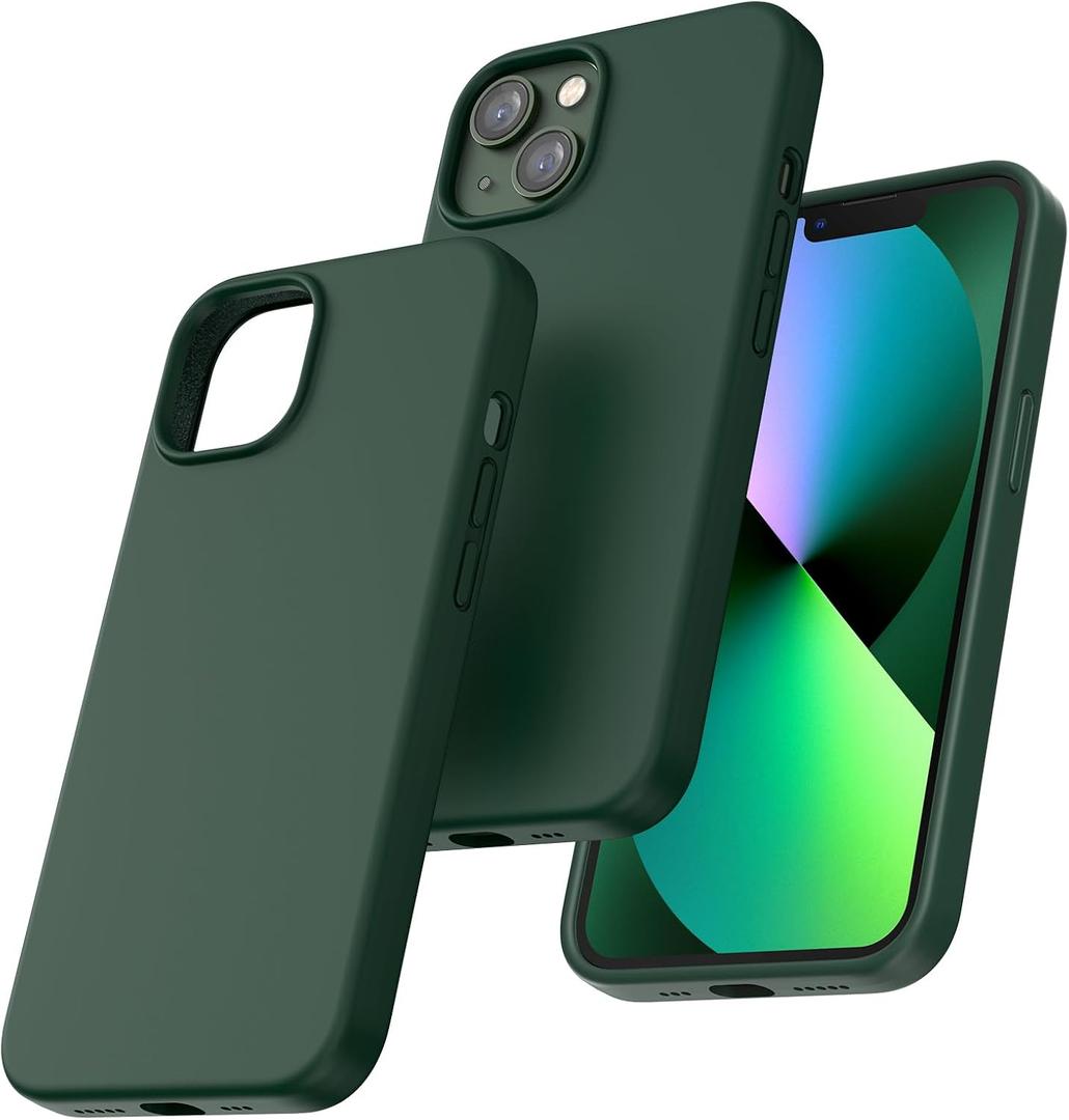 3 x TOCOL for iPhone 13 Case, Slim Silicone Case for iPhone 13 6.1 Inch, Precise Fit, Anti-Slip, Drop Protection, Alpine Green