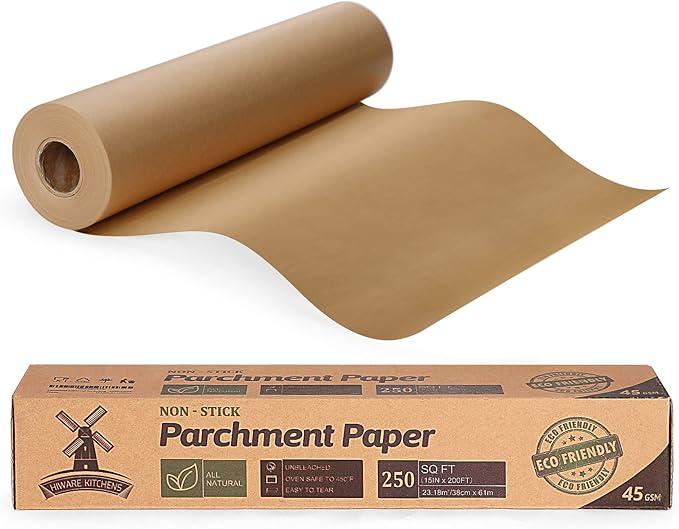 Unbleached 15 x 200 Ft Parchment Baking Paper Roll 250 Sq.Ft for Baking, Cooking, Grilling, Air Fryer and Steaming