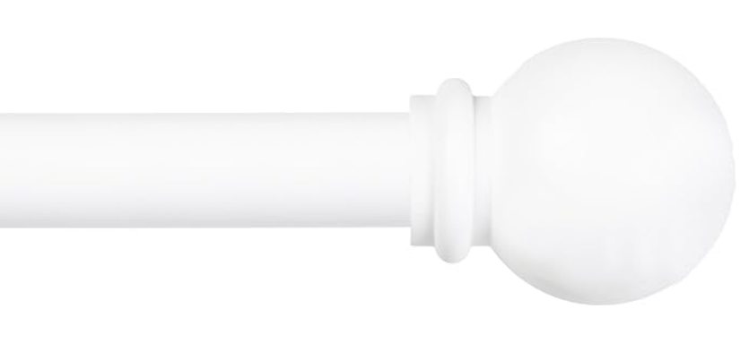 Kenney Chelsea Ball End Window Curtain Rod, Adjustable Curtain Rod for Windows 28 to 48 Inches, Extendable Curtain Rod Set, White