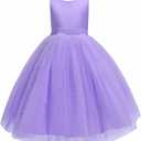 Flower Girls Wedding Dress Princess Birthday Party Satin V-Back Ball Gown Prom, Size: 4-5T (120)