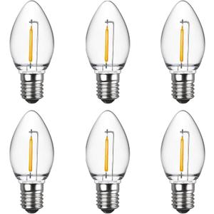 Meconard C7 LED Night Light Bulbs, Shatterproof LED Replacement Bulbs for Window Candles & Chandeliers, E12 Candelabra Base, 0.6 Watt Equivalent to 7Watt Incandescent Bulb, Warm White,6 Pack