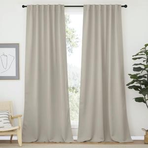 NICETOWN Window Treatment Blackout Curtains - (Natural Color) 52 inches W by 95 inches L Each Panel, Set of 2, Blackout Drape Panels for Villa, Hall