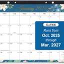 SUNEE Desk Calendar 2026-18 Month Calendar Oct 2025 - Mar 2027, 17" x 12" Calendar 2026 with Notes, for Planning, Organizing in Family, School or Office - Colorful Floral 2026 Calendar