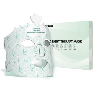 7-Color LED Light Therapy Mask, Wireless Green Silicone Face Mask for Red Light Therapy, Infrared, Blue Light, and Skin Rejuvenation, Adjustable Brightness & Skin Treatment, Green