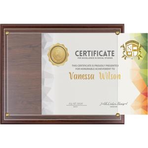 SHOP AWARDS AND GIFTS 8.5 x 11 Certificate Frame Holder, Slide in Wall Plaque Display, 10.5 x 13 Inch Board, Multiple Colors (Walnut)