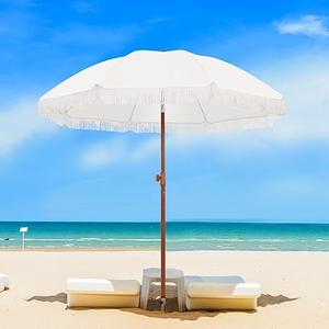 Kbrellaoutlets Patio Umbrella with UPF 50+ Protection, 8 Ribs, Push Button Tilt - Versatile Outdoor Shade for Garden, Courtyard, and Beach