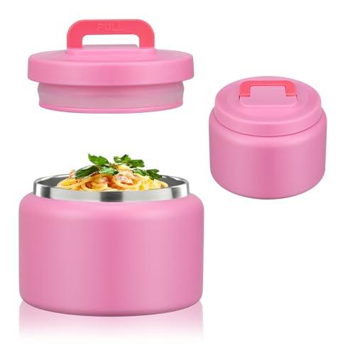JXXM 8 Oz Thermo Food Jar for Hot & Cold Food for Kids, Insulated Lunch Containers Hot Food Jar, Leak-Proof Vacuum Stainless Steel Wide Mouth Lunch Soup Thermo for School (Rose Red)