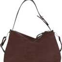 Suede Shoulder Bags For Women Crossbody Bag Suede Tote Bag Satchels Slouchy Work Purses Crescent Handbag Fall Top Handle (Coffee)