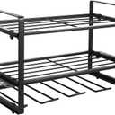 Abizarch Power Tool Organizer Drill Holder Wall Mounted Garage Tool Organizer and Storage Metal Drill Storage Rack 3-Tier Power Tool Organizer Heavy Duty Utility Storage Rack for Drill(20inch,Black)
