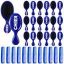 SiliFine 24 Pcs Cheer Hair Brush Detangling Cheer Hair Comb Set Include 12 Mini Brush for Hair 12 Fine Wide Combs Wet Dry for Team Gift Sport Cheerleader Gifts for Women(Blue)
