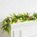 6FT Easter Garland for Mantle with Lights, Easter Decorations for Home, Egg Garland for Spring Fireplace Decor Indoor