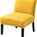 Jusmate Velvet Accent Chair Cover Slipcover, Armless Stretch Super Soft Thick Velvet Chair Slipcovers for Armless Chair Furniture Protector with Elastic Bottom, Yellow Mustard