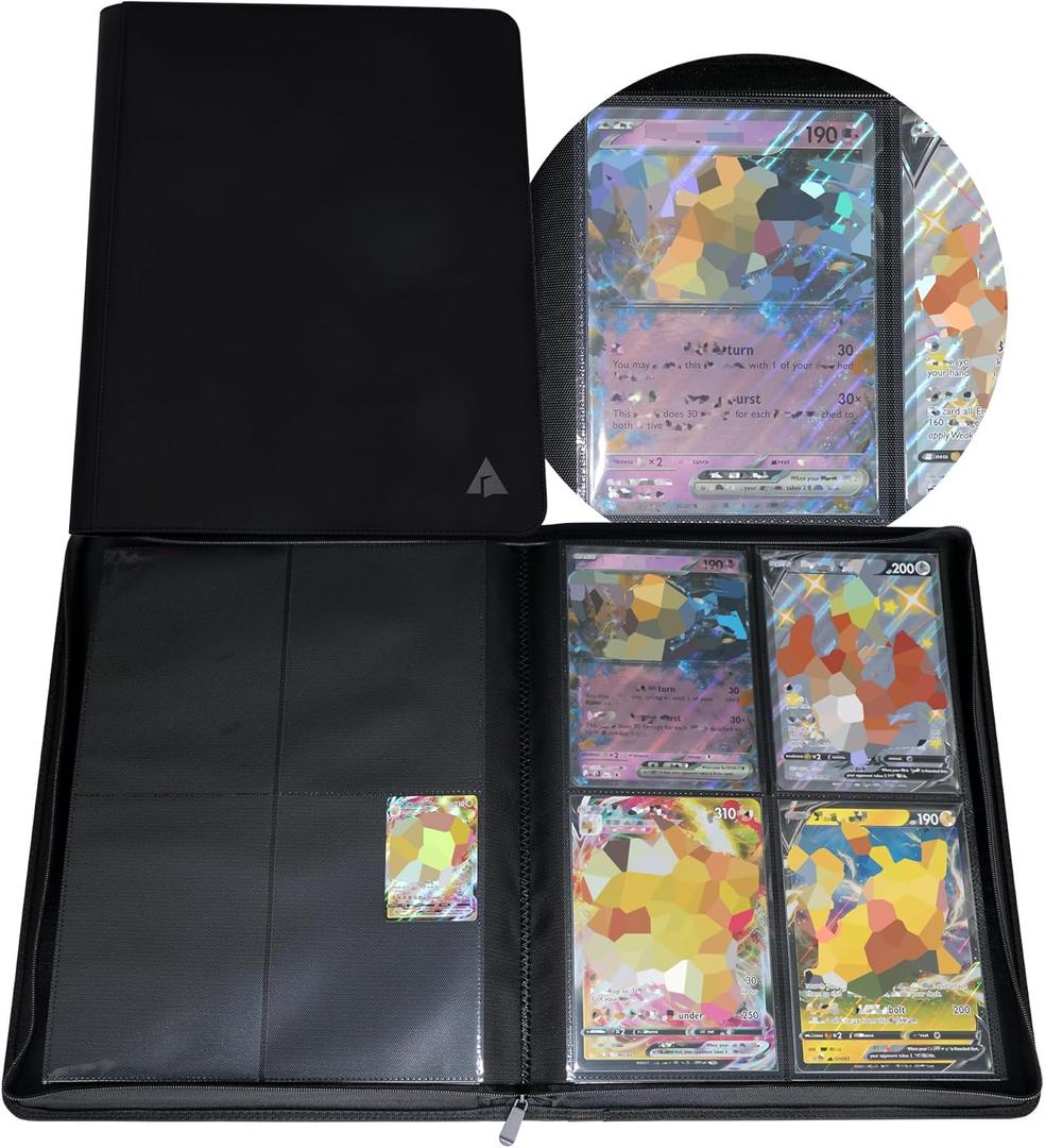 Rayvol Jumbo Card Binder Size L, 4-Pocket Fits 320 L Jumbo Cards, Ring less Jumbo Card Binder for Oversized Cards 5.4 * 7.4 Inch