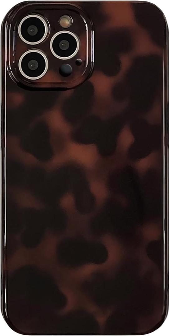Aesthetic Tortoise Shell Phone Case for iPhone 15 Pro 6.1in, Retro Cool Girl Leopard Print Brown Amber Trendy Full Camera Protective Cover for iPhone 15 pro, 6.1"
