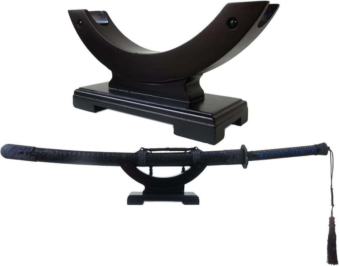Solid Wood One-Layer Desktop Samurai Sword Hanger Display Holder, for Katana, Wakizashi, Tanto Sword Weapon Rack