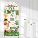 Football Baby Shower Arch Backdrop Cover Touchdown Its a Boy Decoration 6ft Stretch Spandex Football Backdrop for Sport Baby Shower Gender Reveal Decors Party Supplies Photo Booth Props