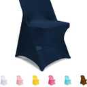 Folding Chair Covers Navy, Spandex Chair Slipcovers 6 PCS, Universal Fitted Chair Slipcovers for Wedding, Party, Banquet, Holidays, Celebration