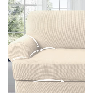 Couch Cover Velvet, Stretch Sofa Covers for Separate Main Cover/Backrests and Seat Cushions Couch Cover, for Living Room Furniture Slipcovers (Medium Beige,Large Seat 2 Piece)