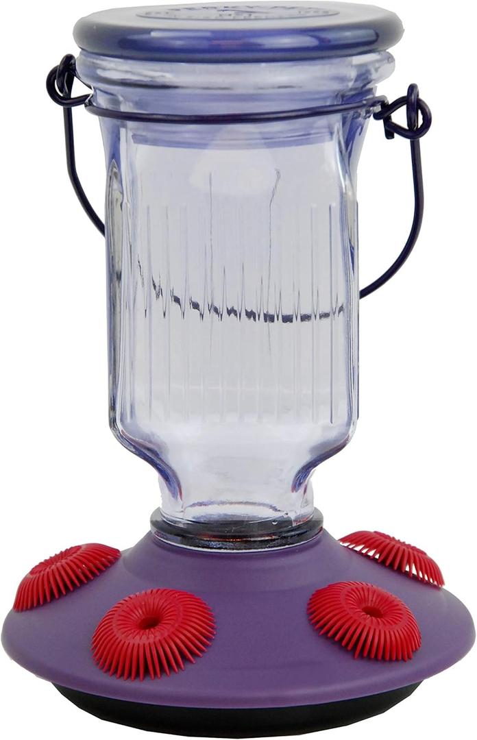 Perky-Pet 9101-2 Lavender Field Top-Fill Glass Hummingbird Feeder Purple 16 oz Capacity