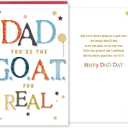 4 x Funny Father's Day Card for Dad, Slang Fathers Day Card for Daddy, Hilarious Fathers Day Gift from Kids, Dad You're the GOAT for Real