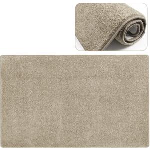 PURE ERA Carpet Stair Tread Landing Mat Tape Free Self Adhesive Non Slip Skid Resistant Indoor Doormat Area Rug Floor Mat for Kitchen Bathroom Workstations Washable 2' X 3' (Cream Grey)