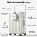 ROPLUS Aluminium Frame Carry on Luggage with Smooth Jelly Wheels, Hardside Zipperless Rolling Suitcase with TSA Lock (Pure White, 21-Inch)