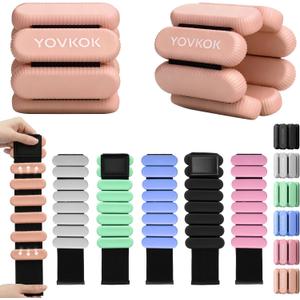 Wrist Weights, Silicone Adjustable Ankle Weights for Women Men - Strengthen Arms and Legs Ideal for for Home Gym Workout, Running, Yoga, Pilates, Barre, Exercise, Strength Training (2 lbs Pair (1lb Each), Flesh Pink)