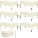 WIGENIUS 6 Pack Ivory Table Cloth Rectangle 60X102 Inch Tablecloth Fit 6FT