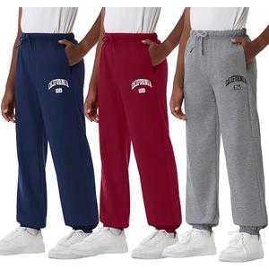 EXARUS 3 Pack Boys Sweatpants Elastic Waist Athletic Graphic Print Drawstring Pants with Pockets Jogger Causal 10Y