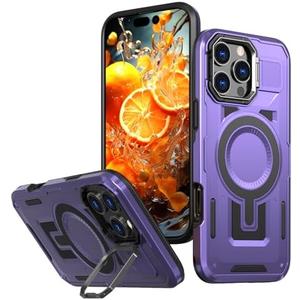 for iPhone 16 Pro Max Case, Compatible with MagSafe, Shockproof Military-Grade Protection, Rugged TPU Magnetic Phone Case with Kickstand Cover for iPhone 16 Pro Max 6.9" Purple