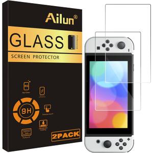 Ailun Tempered Glass Screen Protector for Nintendo Switch OLED Model 2021 [7 Inch] Anti Scratch 9H Hardness [2 Pack]