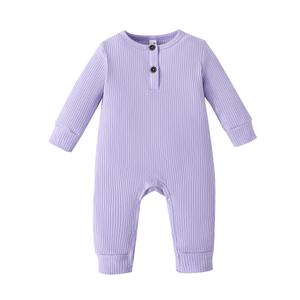 Drobee Baby Newborn Solid Romper Ribbed Long Sleeve Bodysuit Jumpsuit Infant Knitted Outfits Clothes 0-24 Months