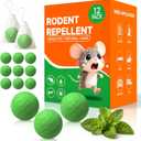 Rodent Mouse Repellent 12 Pack, Peppermint Oil Rodent Repellent Balls, Safe for Family & Pets, Indoor & Outdoor Moth Balls for Mice Rat Roach Spider Ant Squirrel, for Home Garage Basement Kitchen