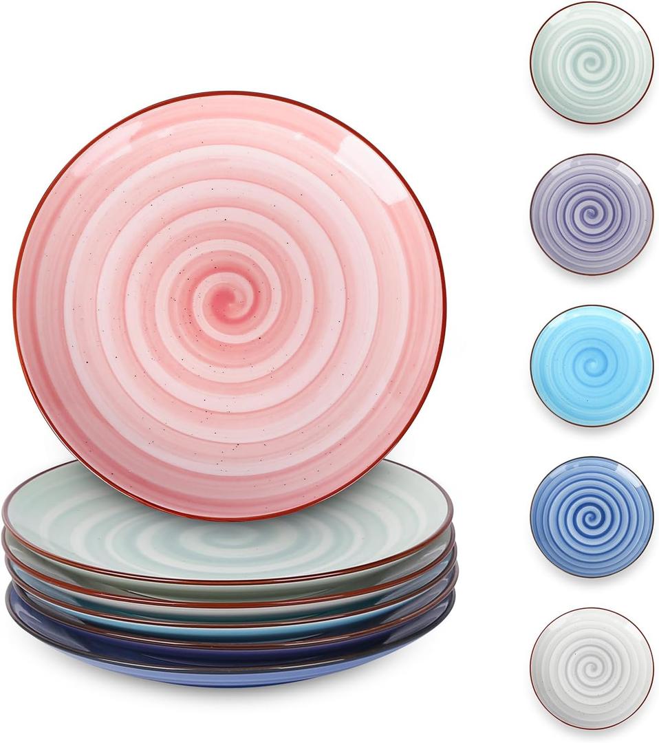 Selamica Ceramic Dessert Plates Set of 6, 6 Inch Appetizer Plate for Kitchen, Microwave Dishwasher Safe, Gradient Color