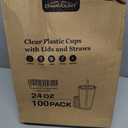 Charmount 24 oz Clear Plastic Cups with Lids and Straws, 100 Sets Disposable To Go Cups for Cold Drinks, Iced Coffee, Coffee Bar Accessories, Smoothies