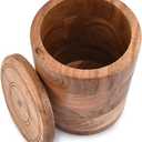 2 x NIRMAN Acacia Wood round wooden storage jar with Lid for Keeping Cookies, Coffee, Flour, Sugar, Rice & Other Dry Foods (4.5" x 4.5" x 6")