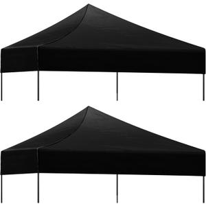 Amylove 2 Pieces 10x10 Canopy Replacement Top Waterproof Canopy Cover Replacement Pop up Outdoor Tent Parts for Garden Patio Camping Sun Protection, Top Only(Black)