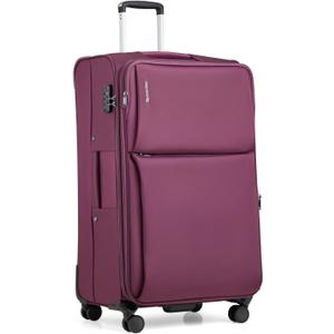 Hanke 28 Inch Luggage Softside Expandable Suitcases with Spinner Wheels, Travel Checked Luggage for Women Men(Purple)