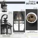 Darkaway Outdoor Wall Lights, Exterior Light Fixture with Seeded Glass, Aluminum Anti-Rust Exterior Lights Sconces Lighting for House Porch Yard Hallway Doorway Garage, Medium-2 Pack