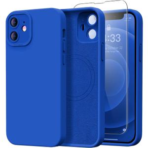 Designed for iPhone 12 Mini Case with Screen Protector - Upgraded Camera Protection - Wireless Charging Compatible - Silicone Protective Phone Case 5.4" for Men Women Girls - Sky Blue